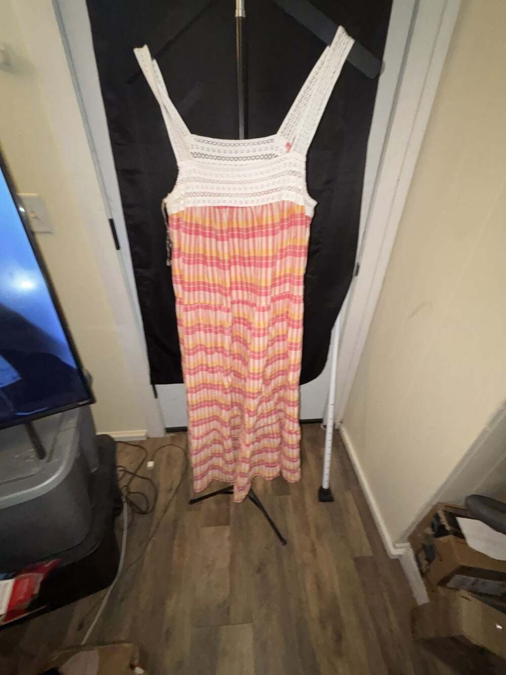 Universal Thread Womens Striped Crochet Trim Maxi Dress Size Medium NWT